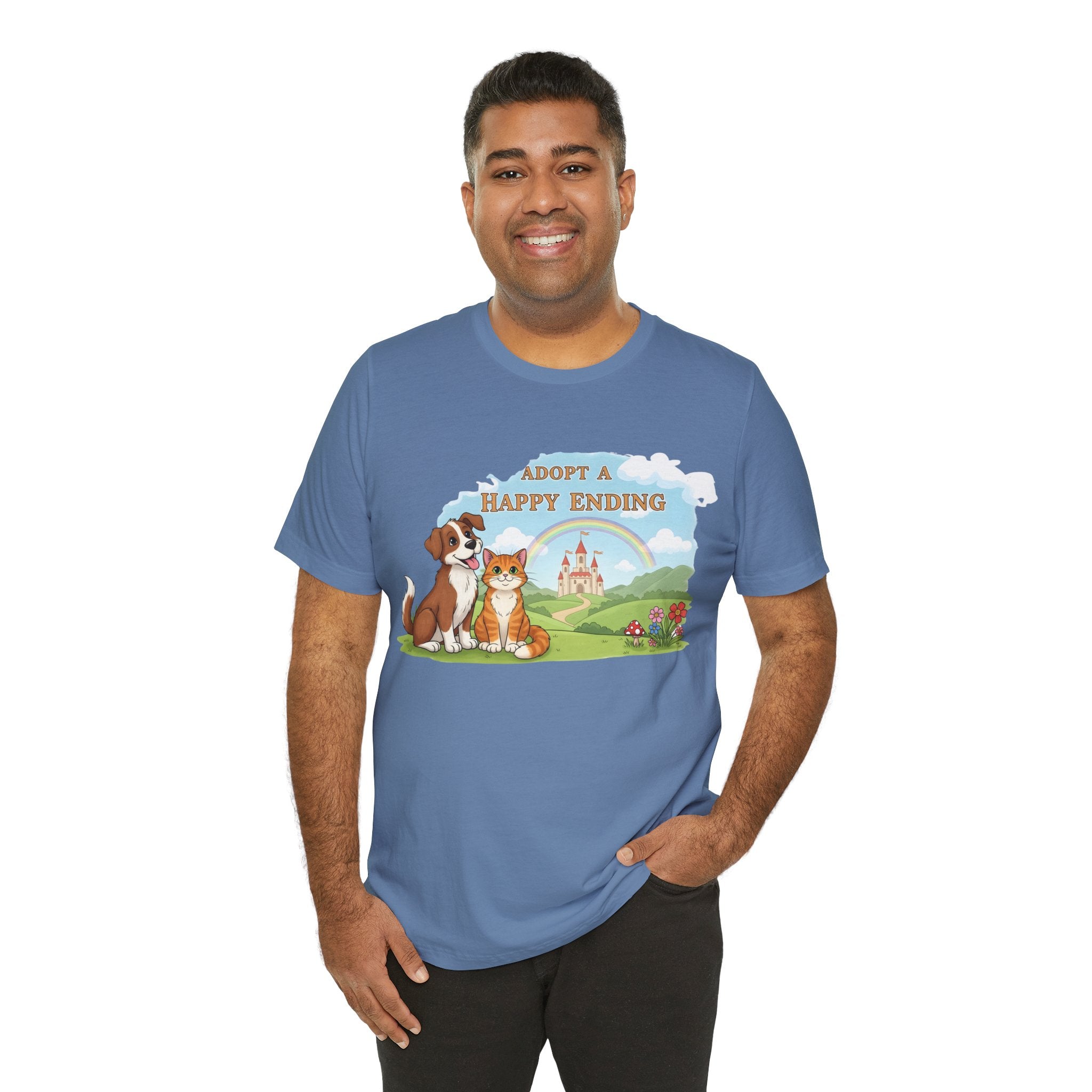 Adopt a Happy Ending Tee – Cute Dog & Cat Rescue Shirt