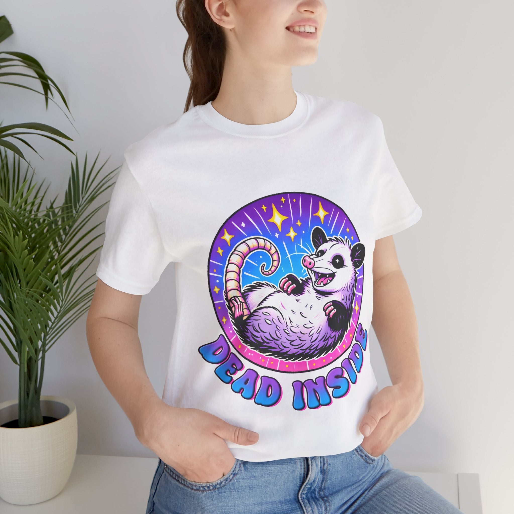 Dead Inside Opossum Graphic T-Shirt – Cute Dark Humor Aesthetic Tee