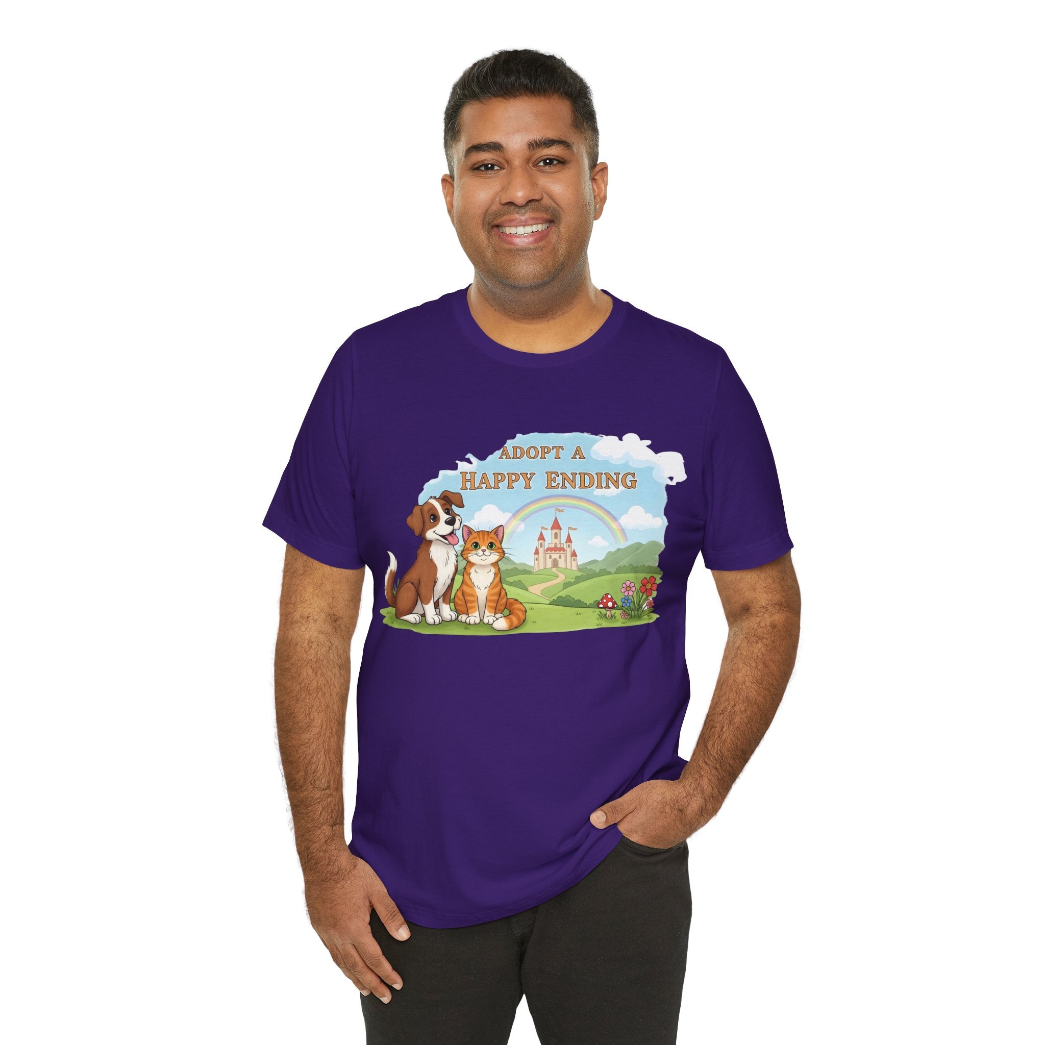 Adopt a Happy Ending Tee – Cute Dog & Cat Rescue Shirt