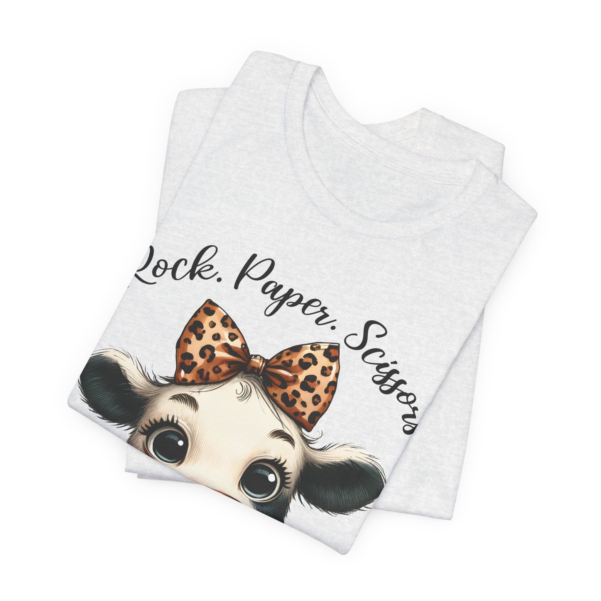 Funny Cow Graphic T-Shirt – “Rock Paper Scissors Throat Punch I Win” Tee