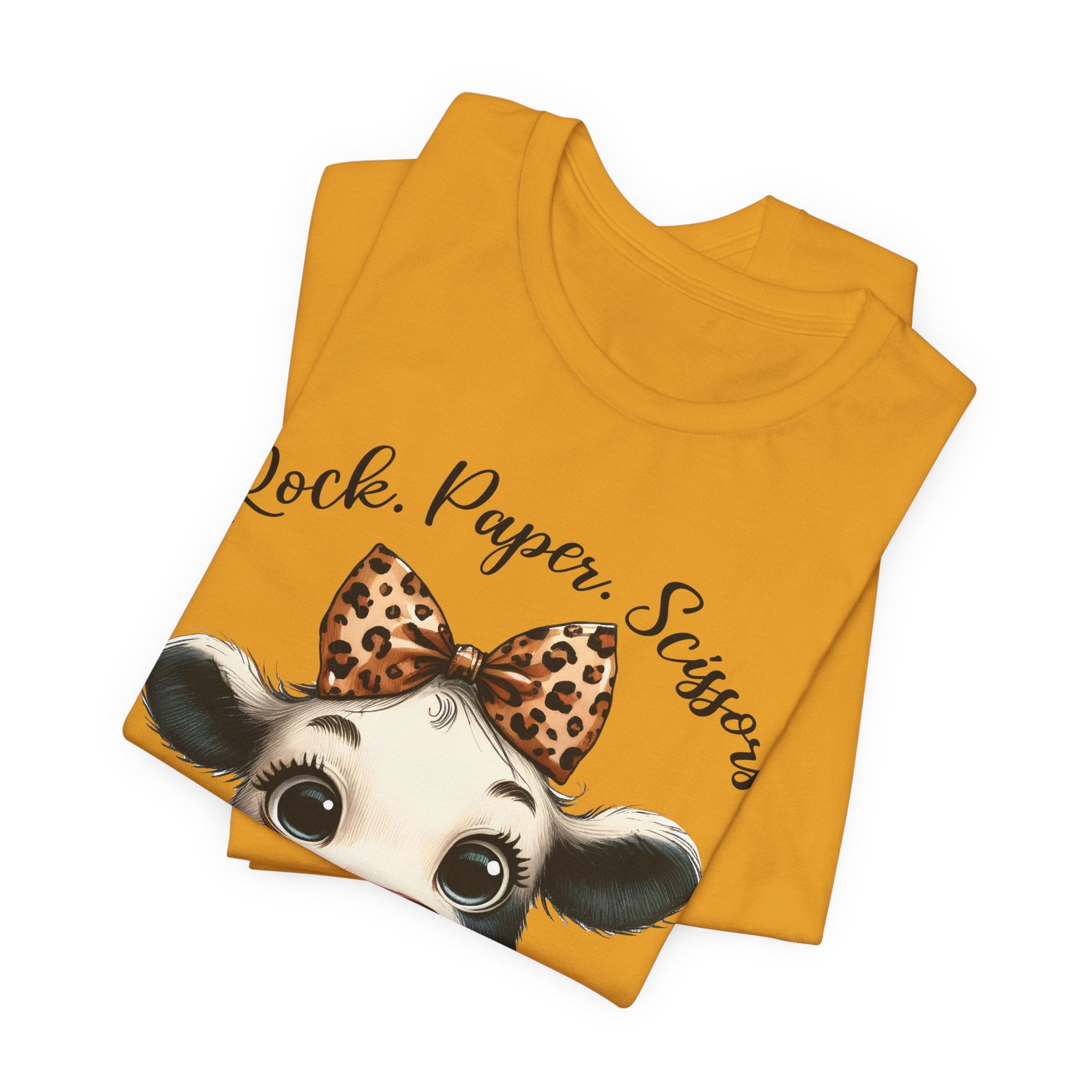 Funny Cow Graphic T-Shirt – “Rock Paper Scissors Throat Punch I Win” Tee