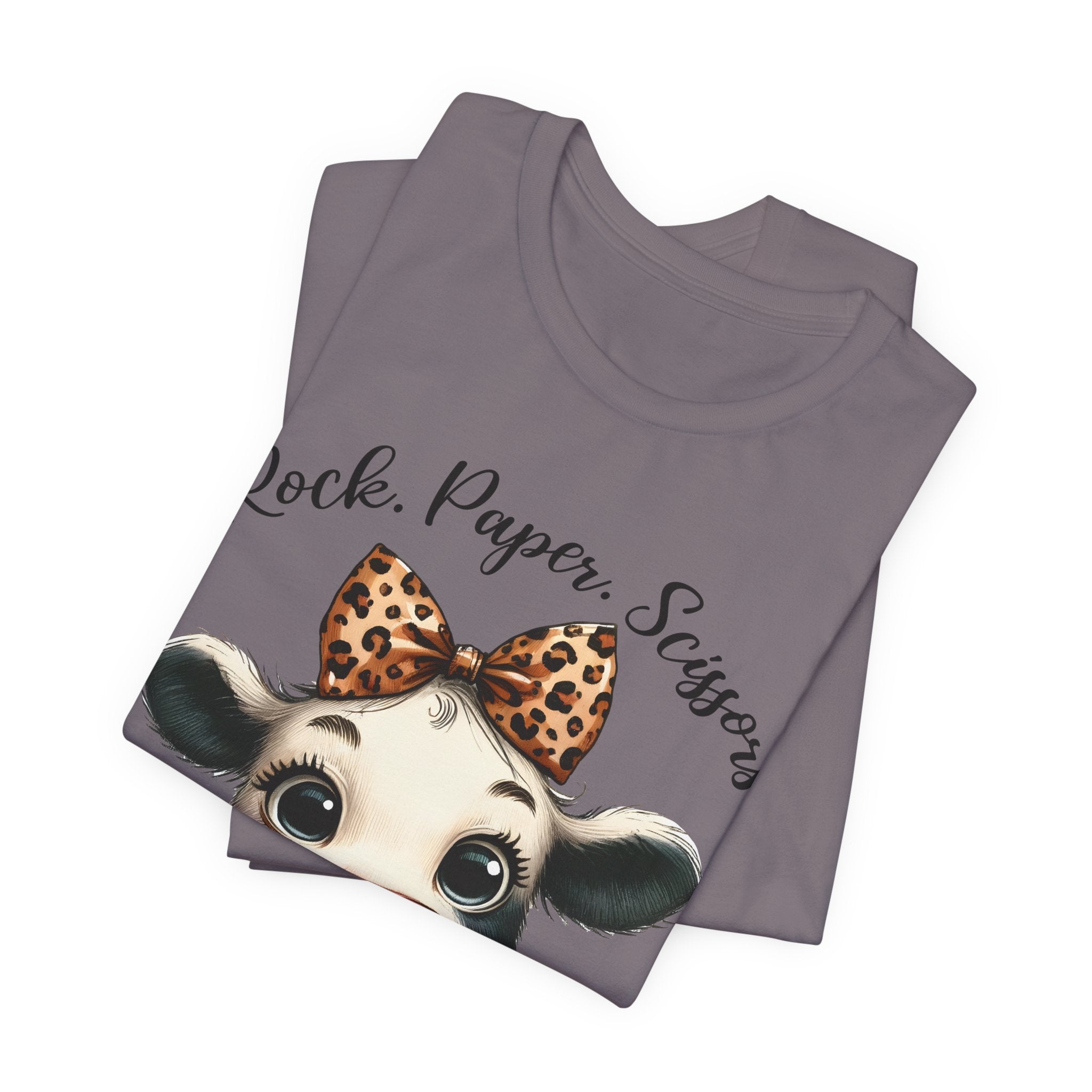 Funny Cow Graphic T-Shirt – “Rock Paper Scissors Throat Punch I Win” Tee