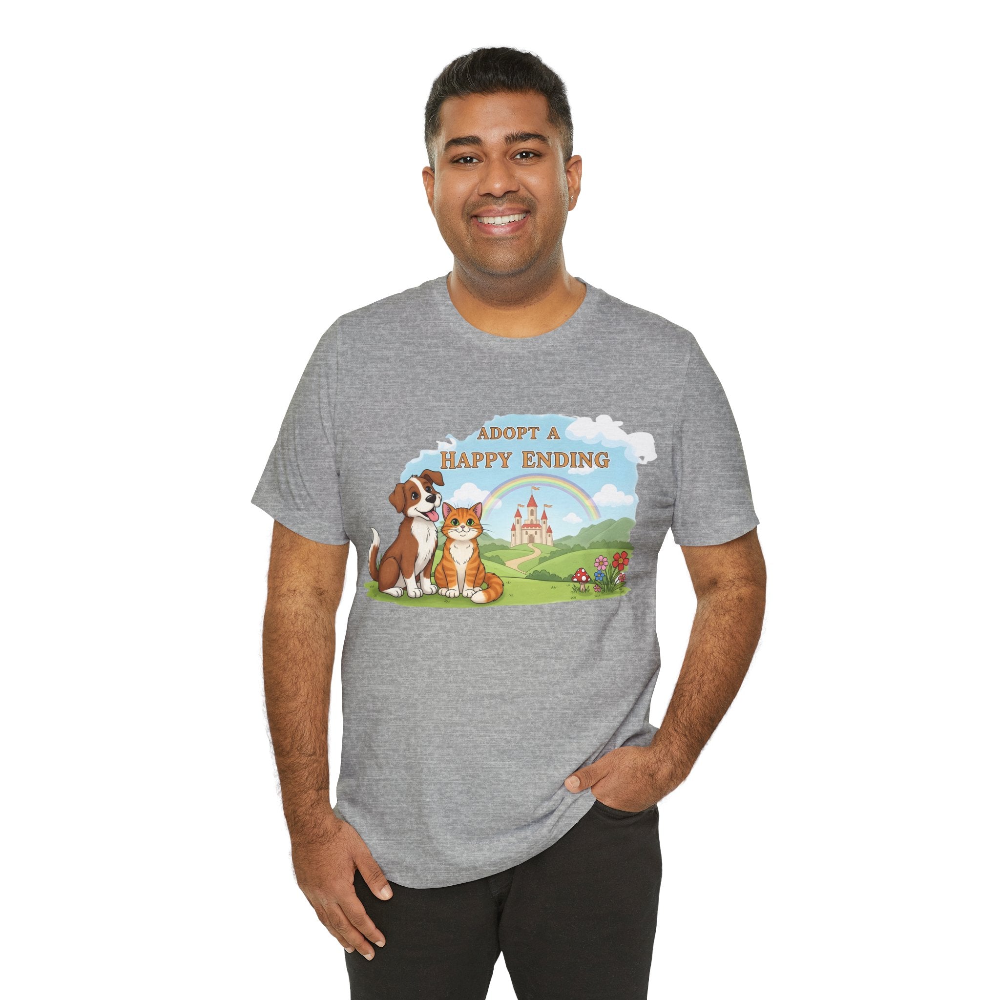 Adopt a Happy Ending Tee – Cute Dog & Cat Rescue Shirt