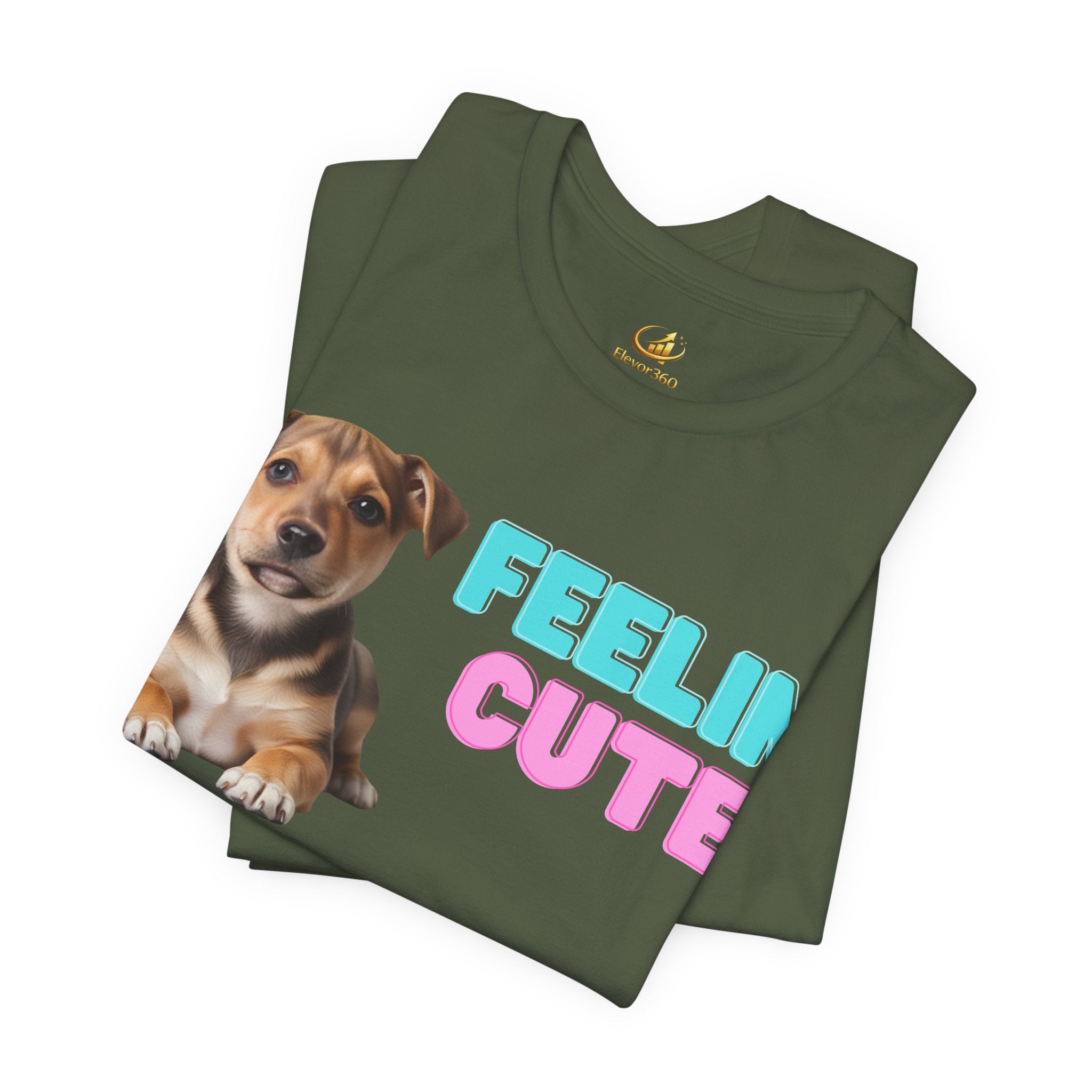 Feelin’ Cute Puppy Graphic T-Shirt – Soft Cotton Bella+Canvas Tee