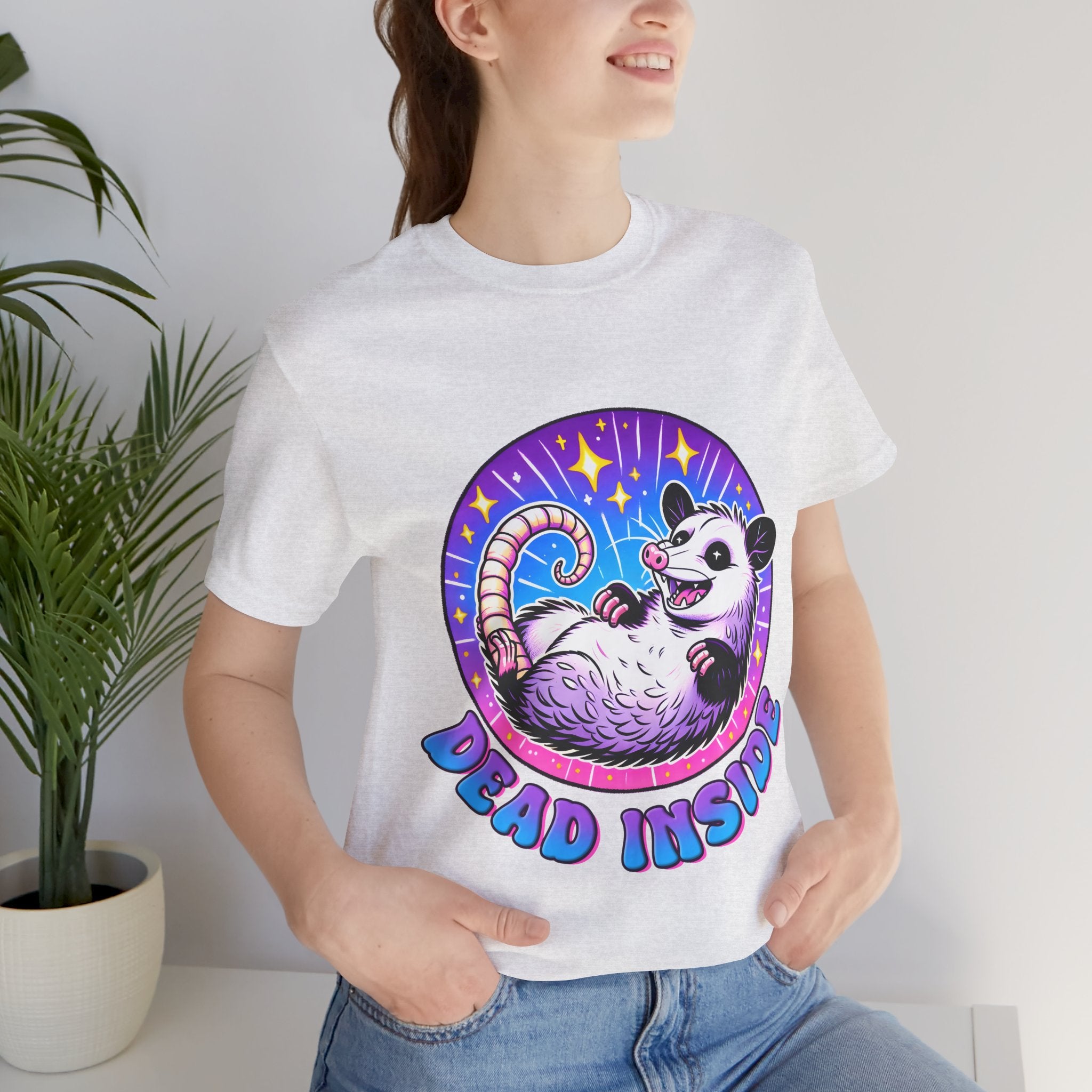 Dead Inside Opossum Graphic T-Shirt – Cute Dark Humor Aesthetic Tee