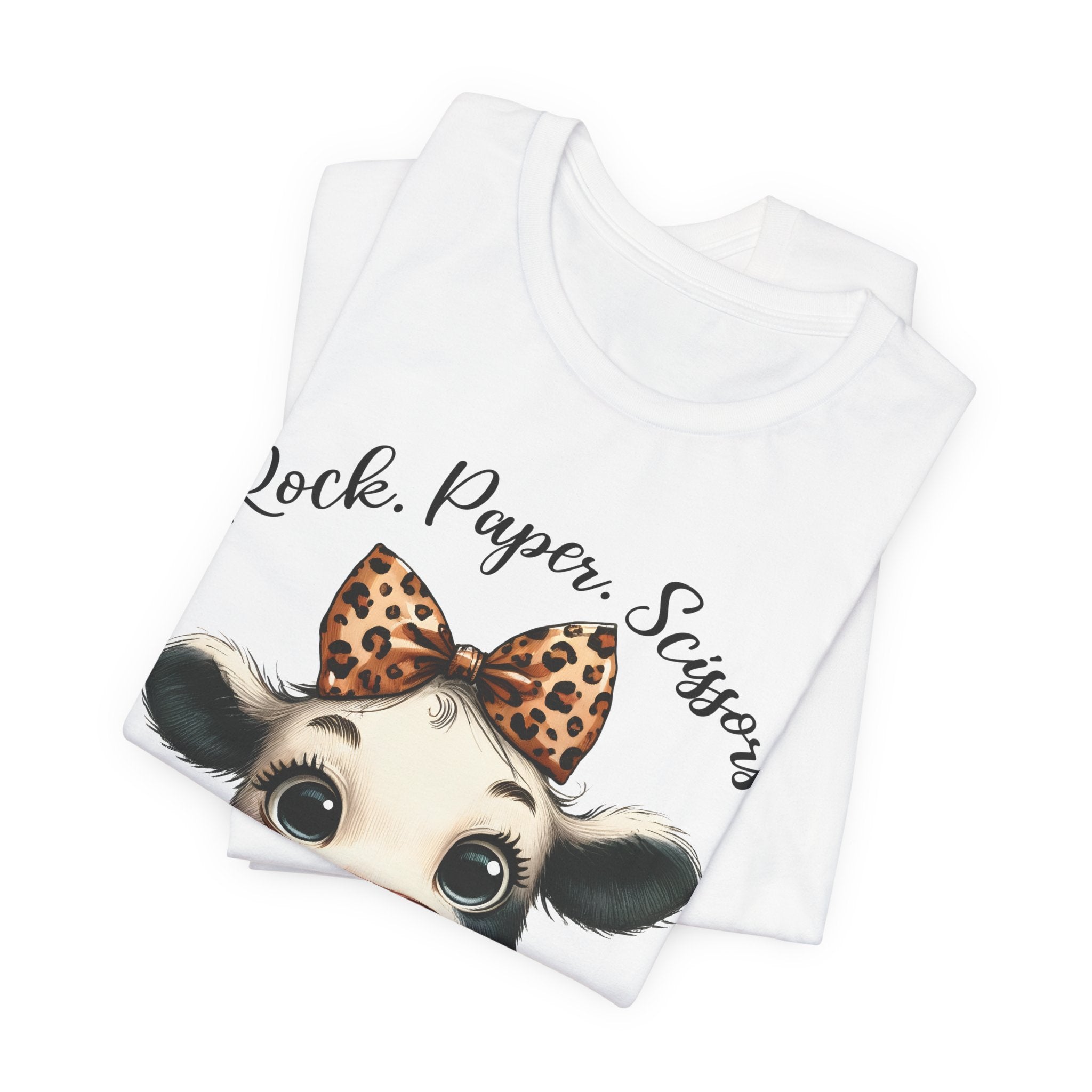 Funny Cow Graphic T-Shirt – “Rock Paper Scissors Throat Punch I Win” Tee