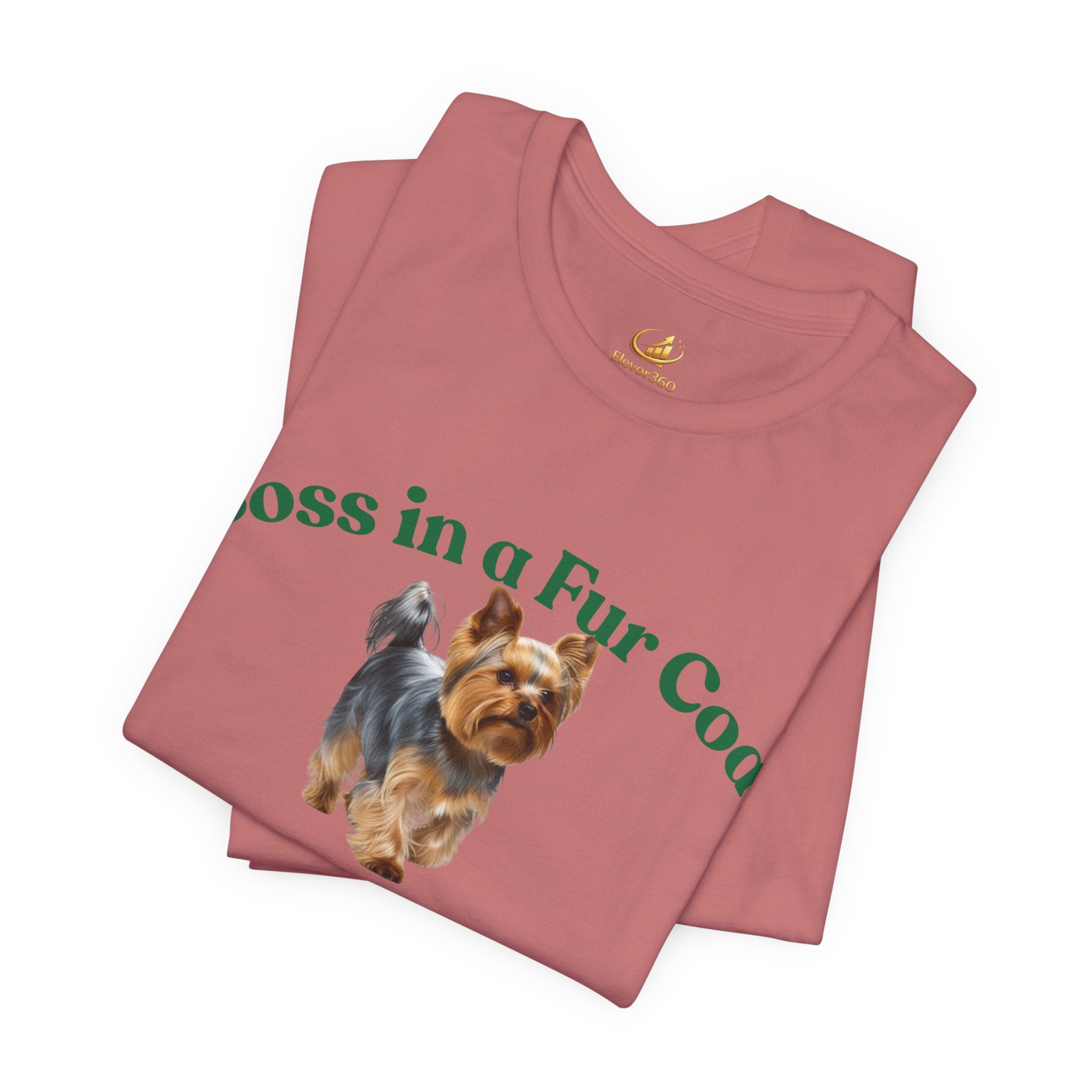 Boss in a Fur Coat T‑Shirt – Cute Yorkie Graphic Tee for Dog Lovers