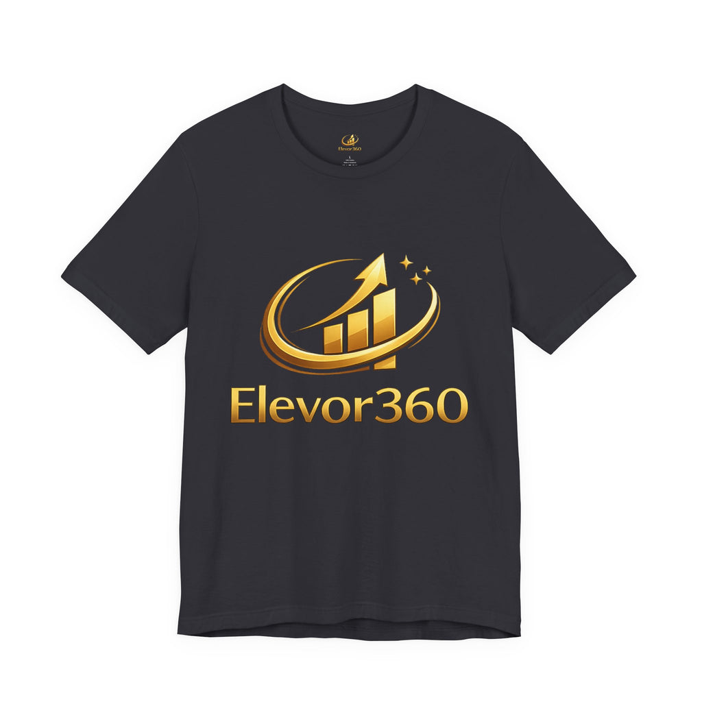 Elevor360 Logo T-Shirt — Gold Rise Premium Lightweight Crew Tee with Gold Logo