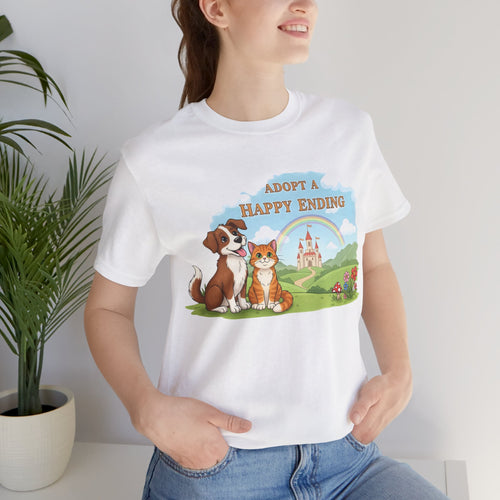 Adopt a Happy Ending T-Shirt – Dog & Cat Rescue Graphic Tee