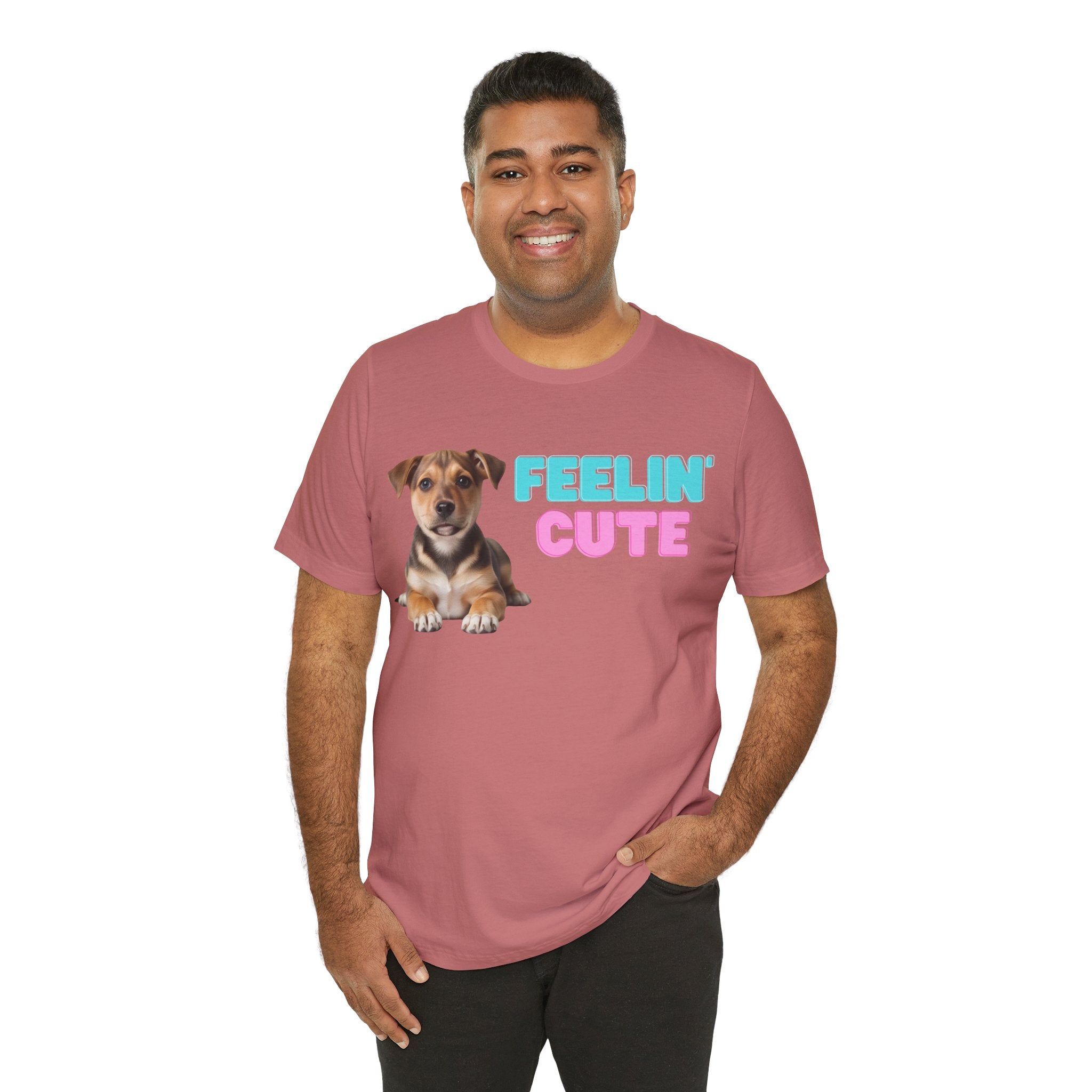 Feelin’ Cute Puppy Graphic T-Shirt – Soft Cotton Bella+Canvas Tee