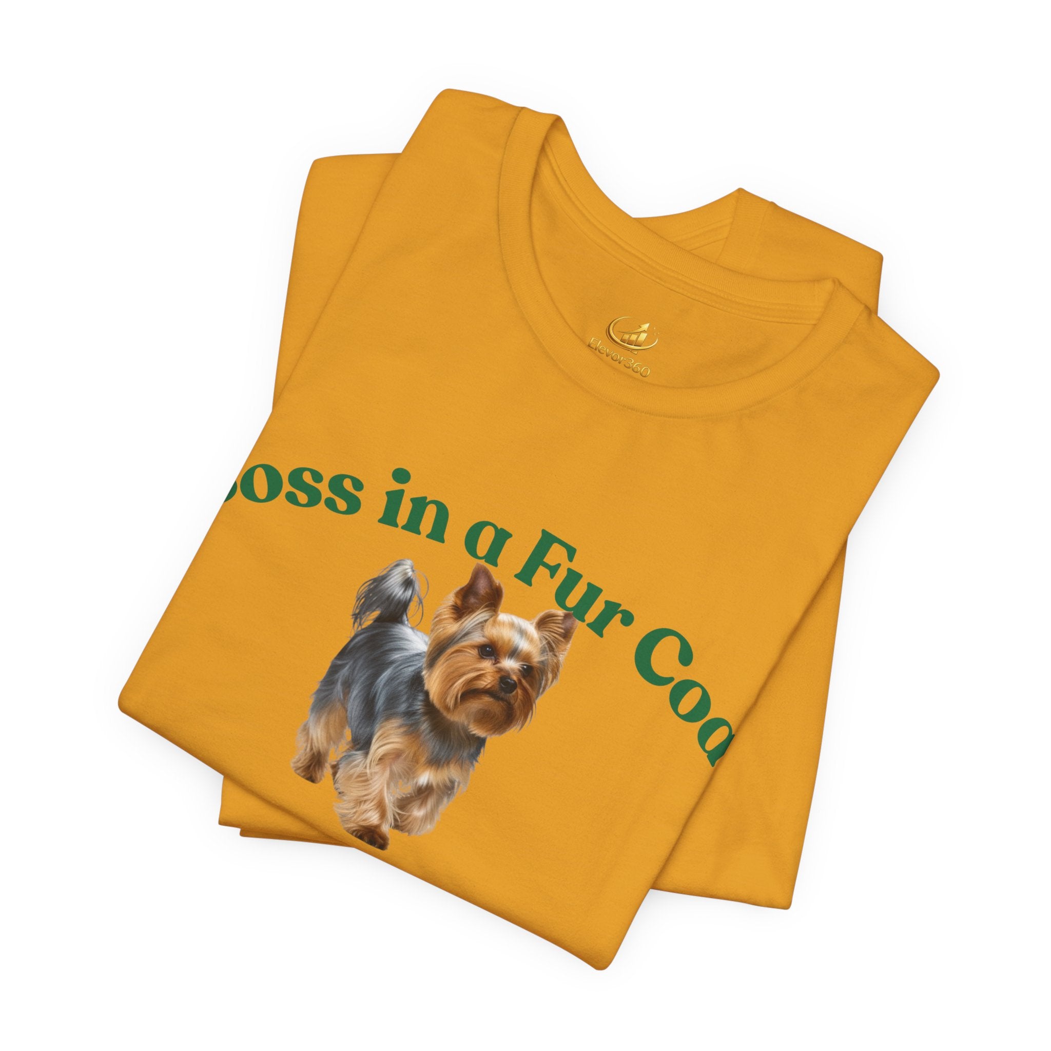 Boss in a Fur Coat T‑Shirt – Cute Yorkie Graphic Tee for Dog Lovers