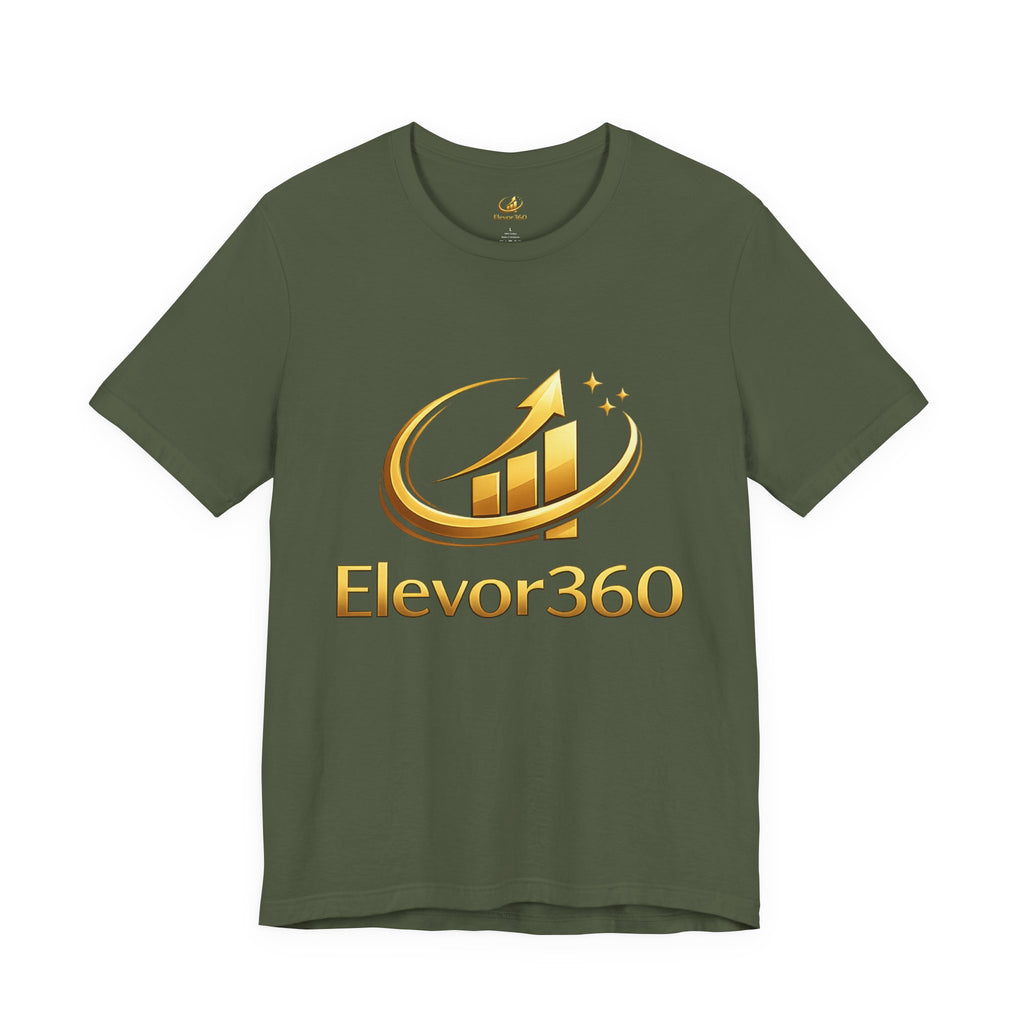 Elevor360 Logo T-Shirt — Gold Rise Premium Lightweight Crew Tee with Gold Logo