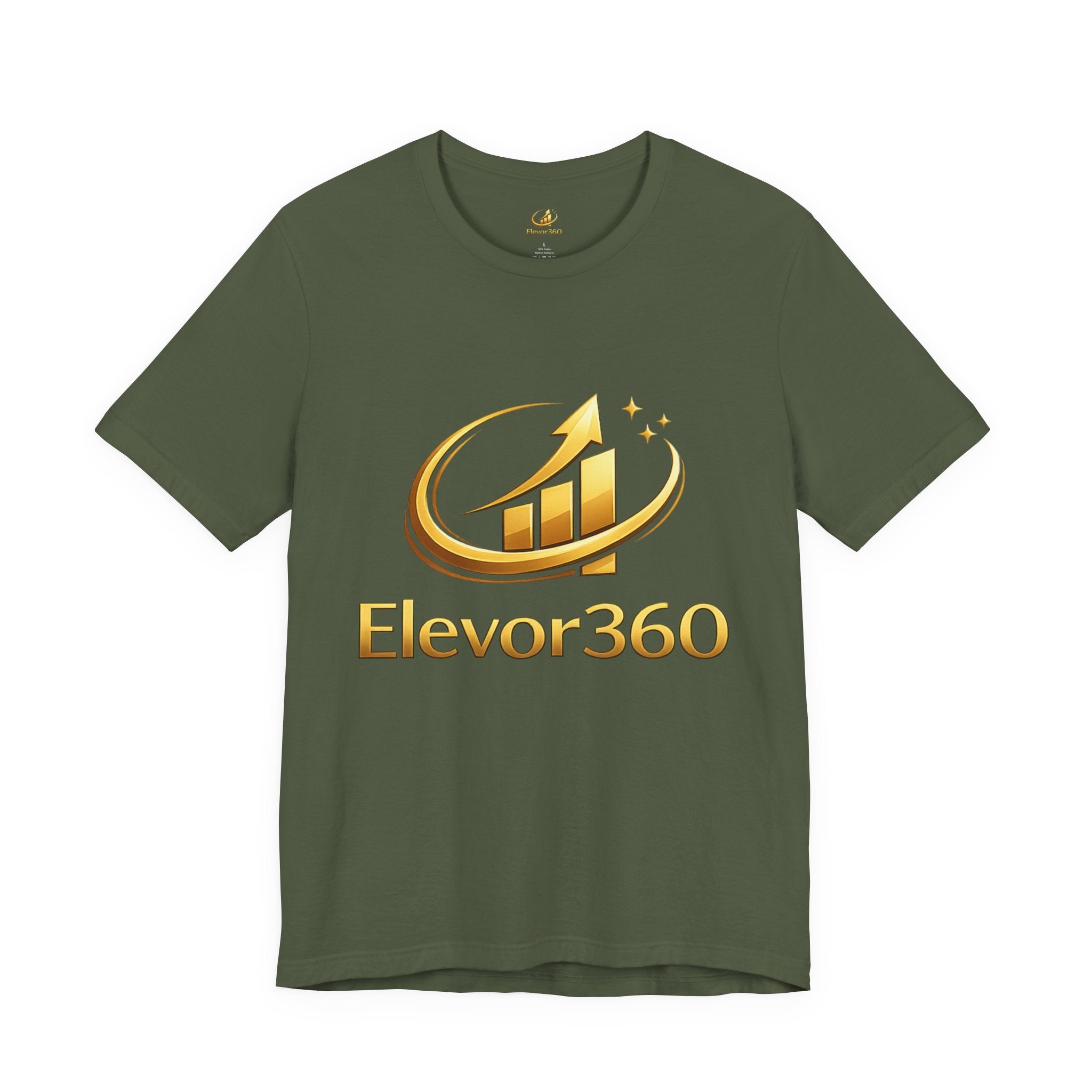 Elevor360 Logo T-Shirt — Gold Rise Premium Lightweight Crew Tee with Gold Logo