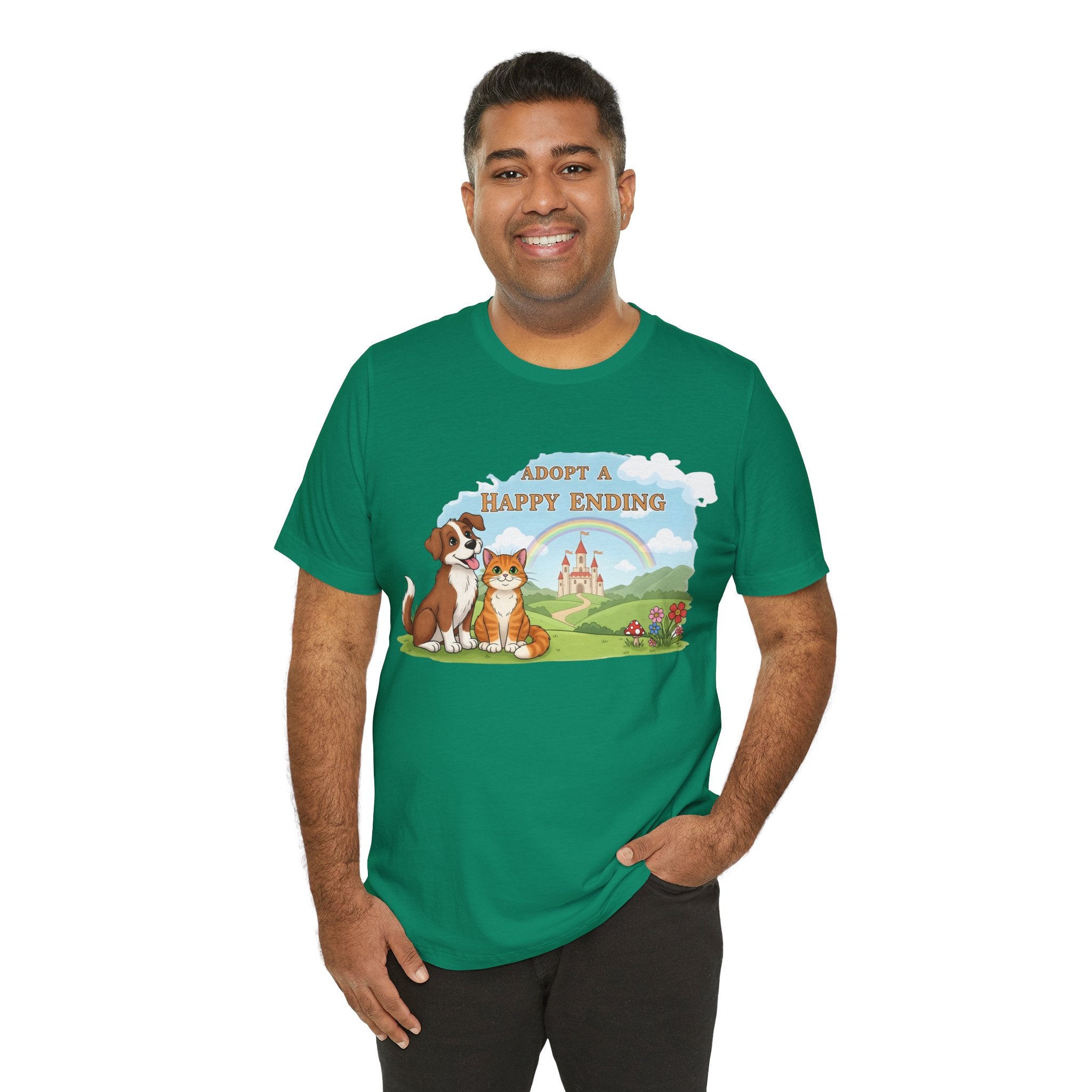 Adopt a Happy Ending Tee – Cute Dog & Cat Rescue Shirt