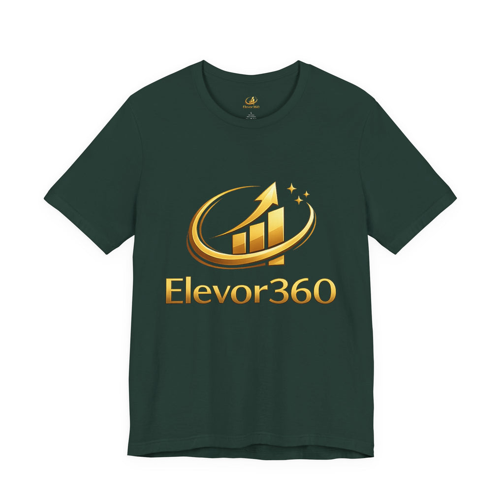 Elevor360 Logo T-Shirt — Gold Rise Premium Lightweight Crew Tee with Gold Logo