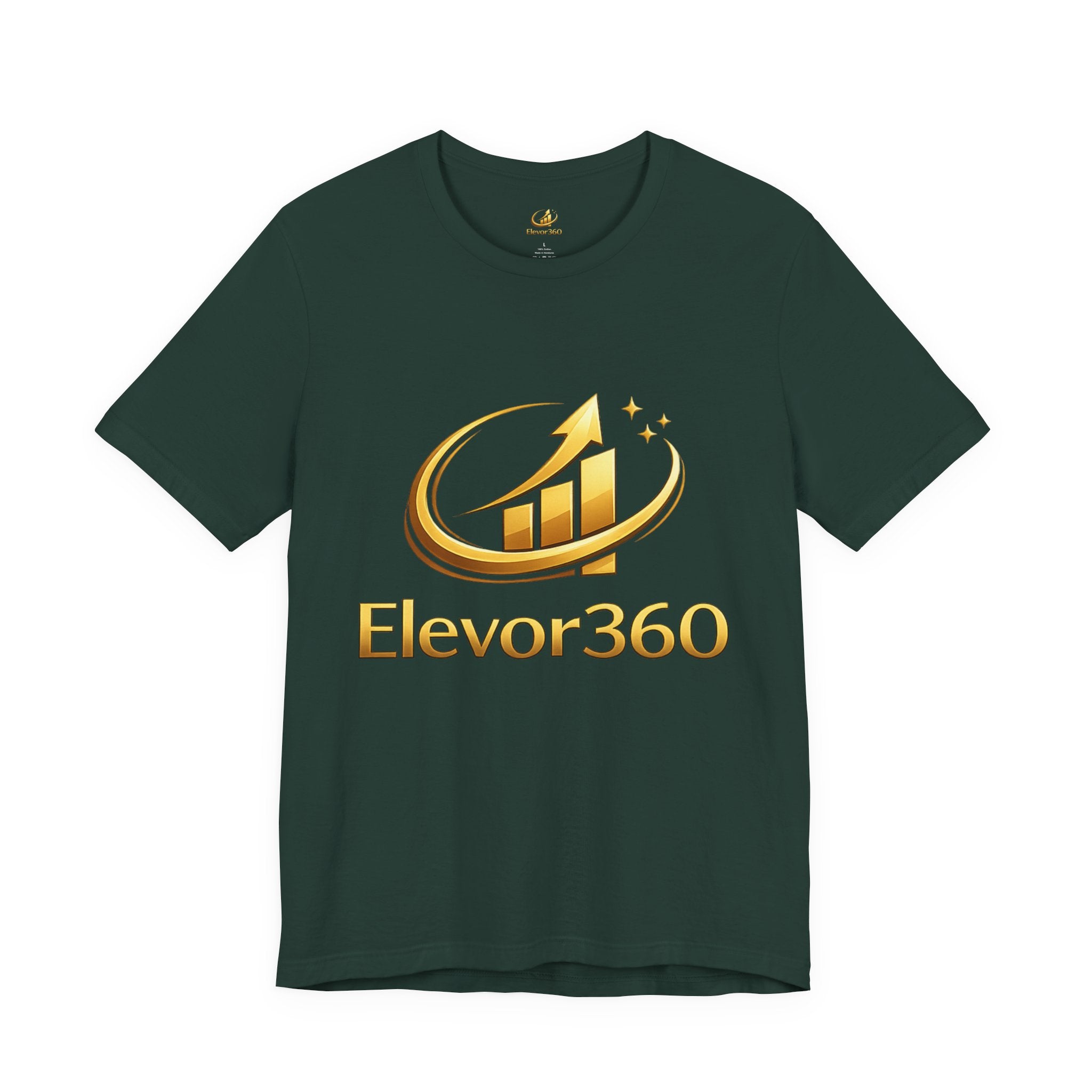 Elevor360 Logo T-Shirt — Gold Rise Premium Lightweight Crew Tee with Gold Logo