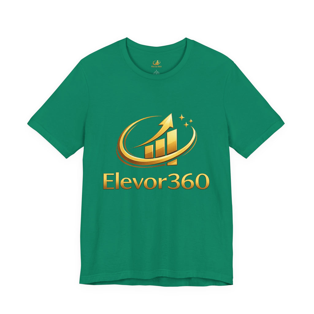 Elevor360 Logo T-Shirt — Gold Rise Premium Lightweight Crew Tee with Gold Logo